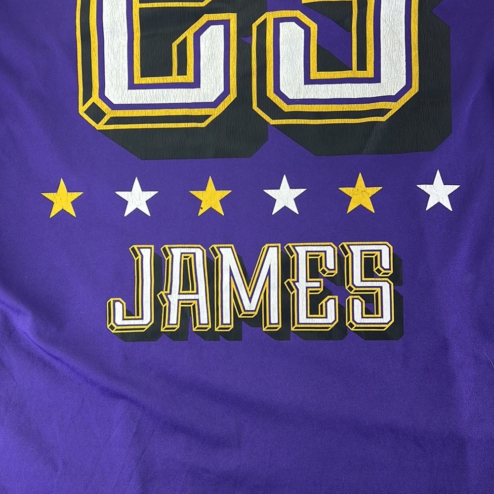 NBA Short Sleeve Shirt Los Angeles LA Lakers 23 Lebron James Purple Mens XL - Picture 14 of 15